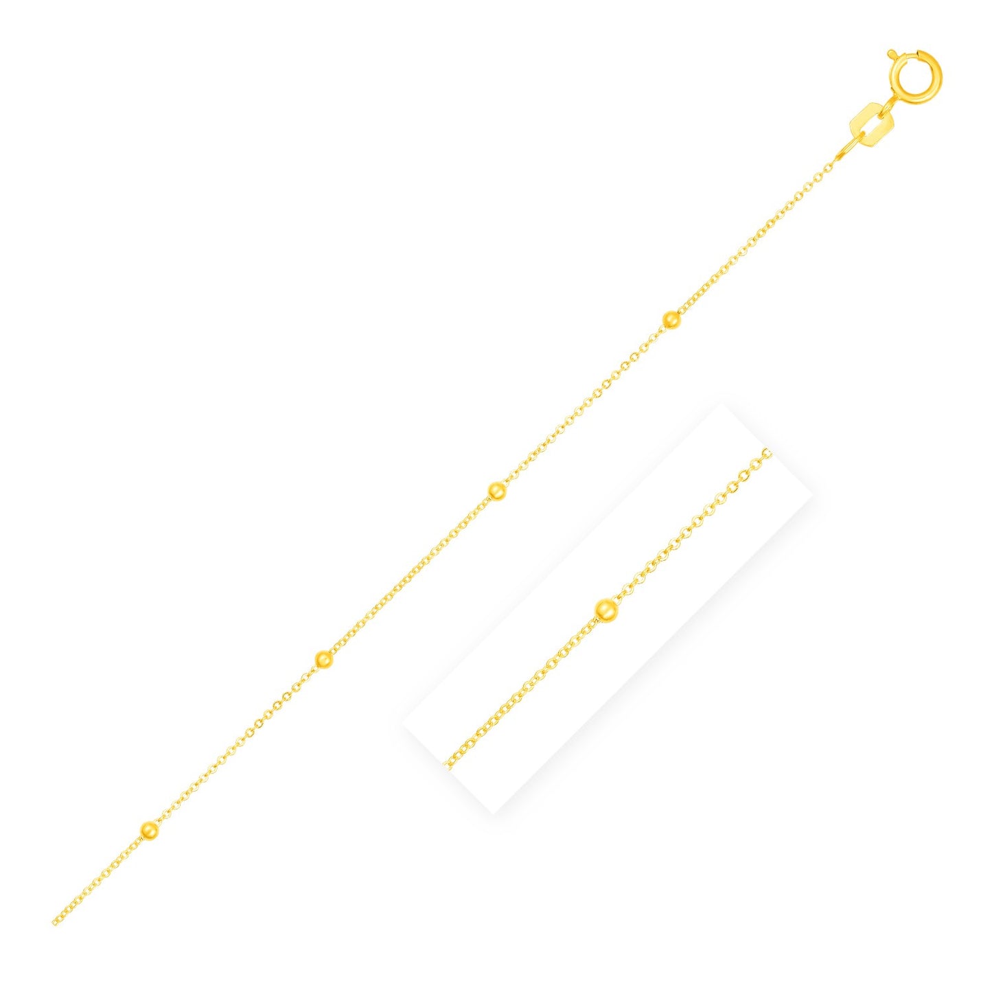 Bead Links Saturn Chain in 14k Yellow Gold (3.5mm)-Teresa&#39;s Fashionista LLC