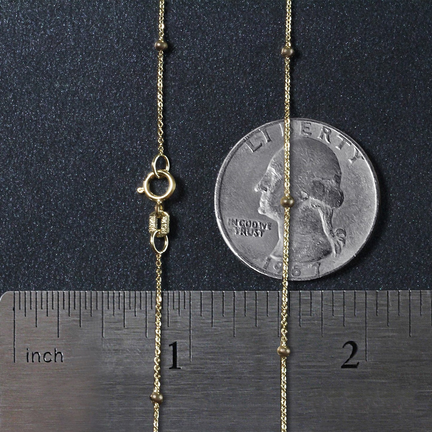 Bead Links Saturn Chain in 14k Yellow Gold (3.5mm)-Teresa&#39;s Fashionista LLC