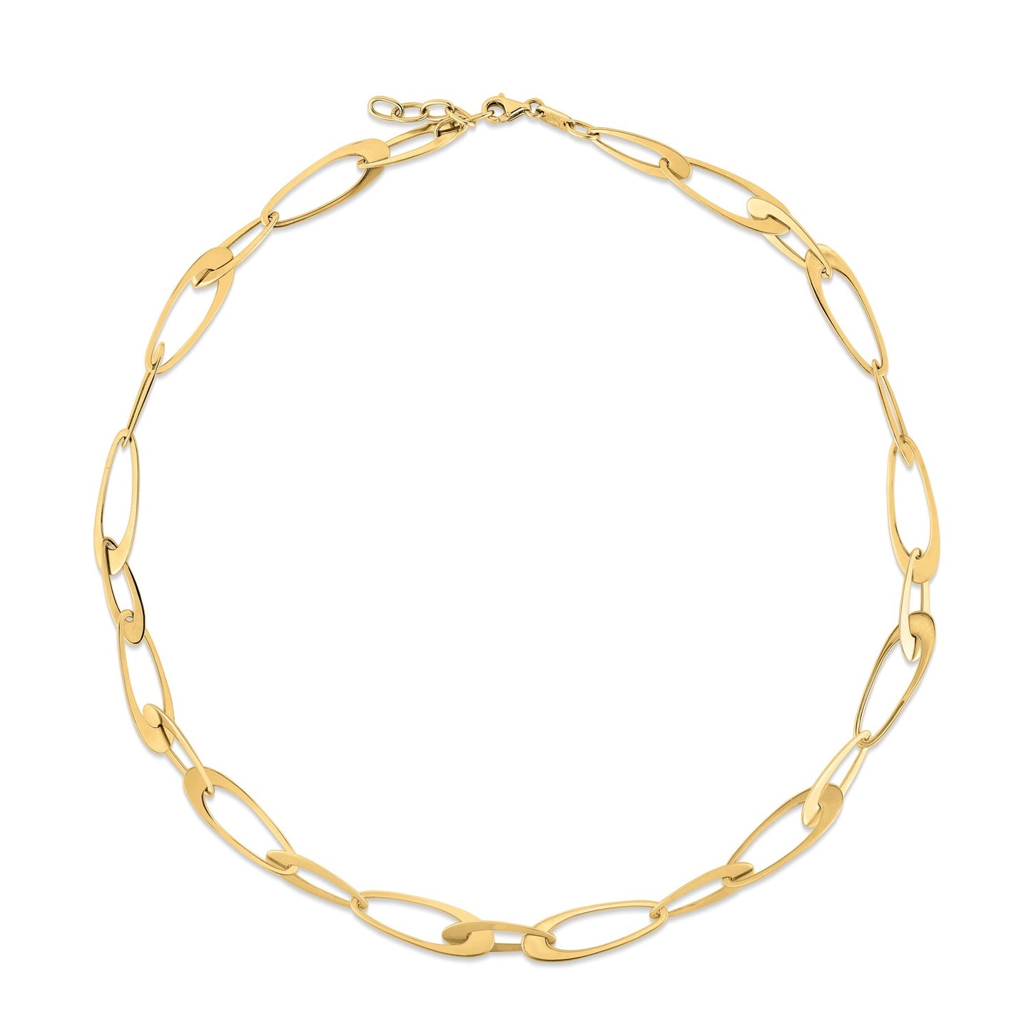 14K Yellow Gold Italian Oval Links Necklace-Teresa&#39;s Fashionista LLC