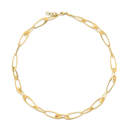 14K Yellow Gold Italian Oval Links Necklace-Teresa&#39;s Fashionista LLC