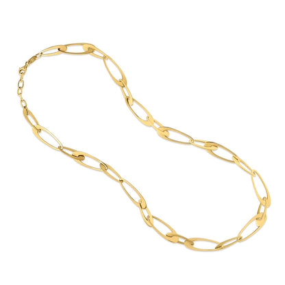 14K Yellow Gold Italian Oval Links Necklace-Teresa&#39;s Fashionista LLC