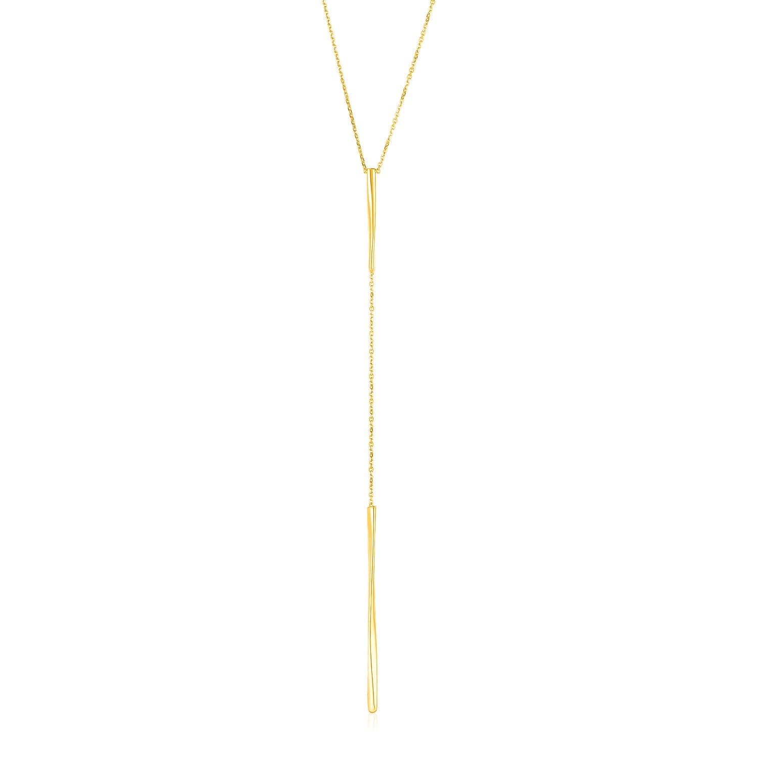 14k Yellow Gold Lariat Necklace with Polished Twisted Bars-Teresa&#39;s Fashionista LLC