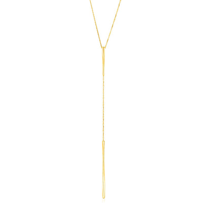 14k Yellow Gold Lariat Necklace with Polished Twisted Bars-Teresa&#39;s Fashionista LLC