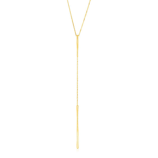 14k Yellow Gold Lariat Necklace with Polished Twisted Bars-Teresa&#39;s Fashionista LLC