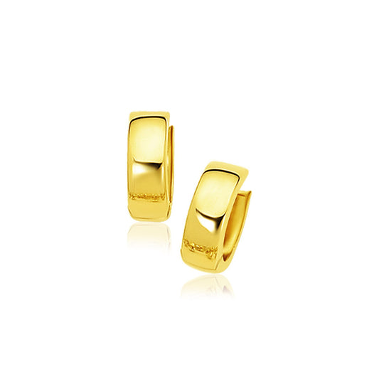 14k Yellow Gold Snuggable Hoop Earrings-Teresa&#39;s Fashionista LLC