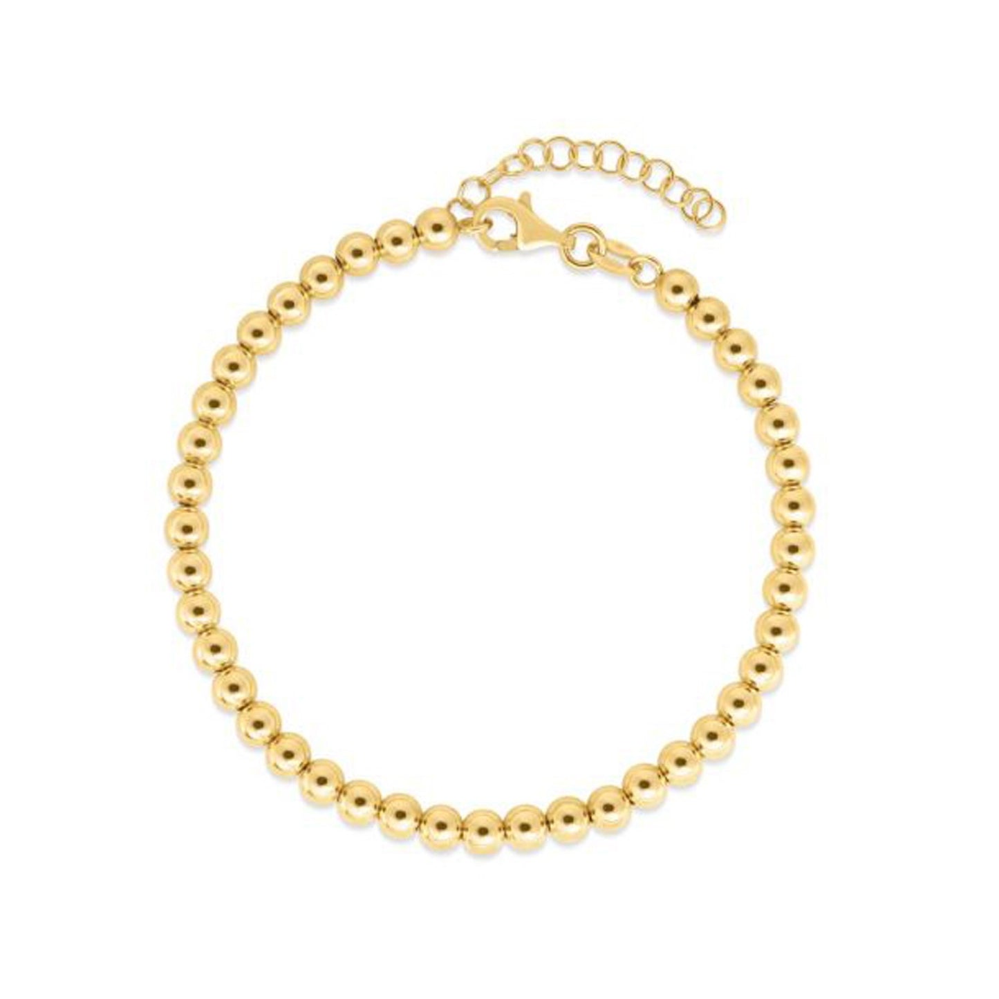 14k Yellow Gold Bead Chain Necklace(4mm)-Teresa&#39;s Fashionista LLC