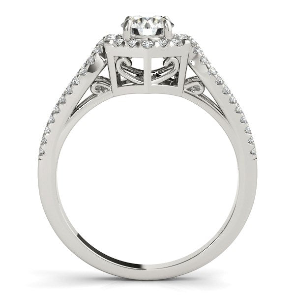 14k White Gold Diamond Engagement Ring with Hexagon Halo Border (7/8 cttw)-Teresa&#39;s Fashionista LLC