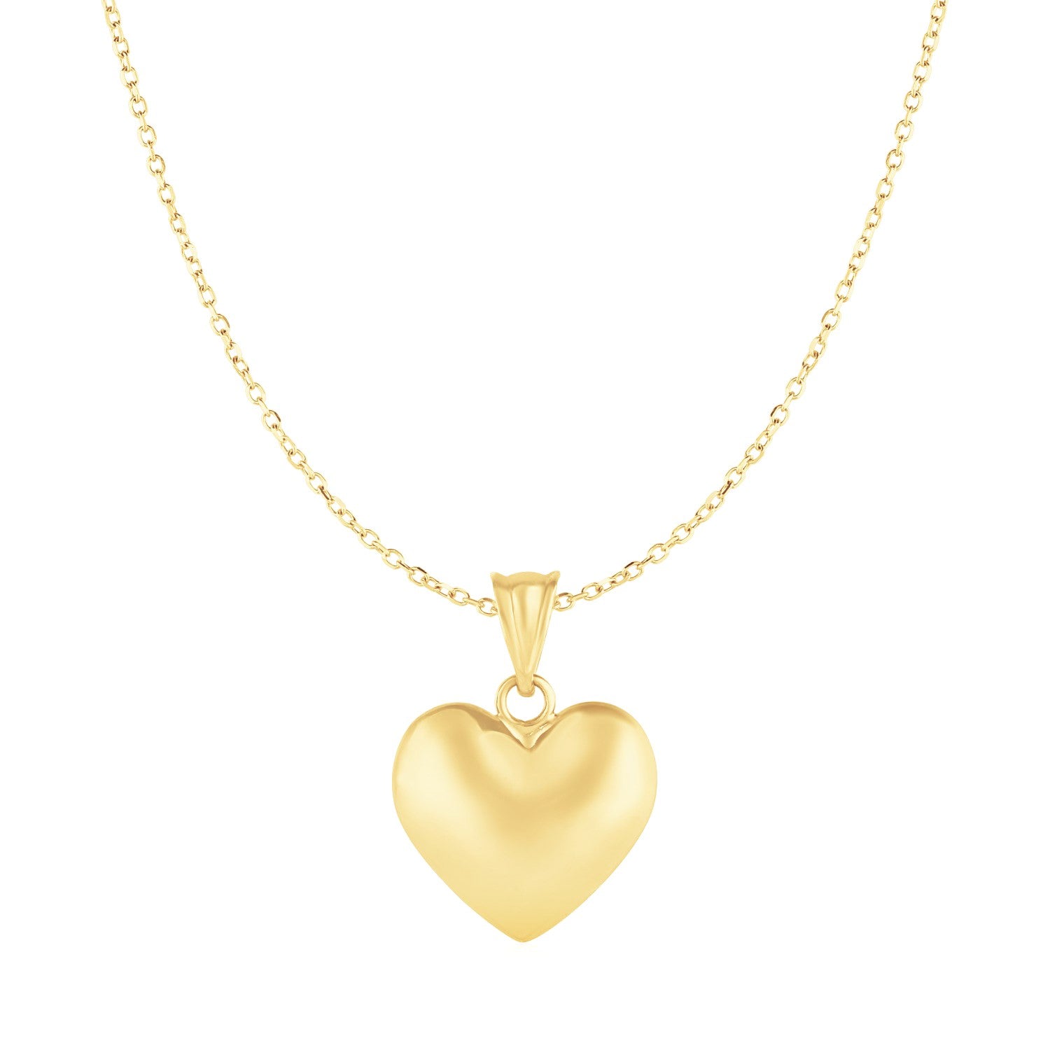 Puffed Heart Pendant in 10k Yellow Gold-Teresa&#39;s Fashionista LLC