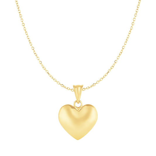 Puffed Heart Pendant in 10k Yellow Gold-Teresa&#39;s Fashionista LLC