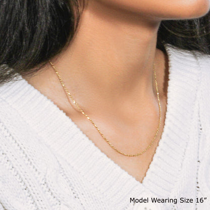 18k Yellow Gold Diamond Cut Cable Link Chain 1.1mm-Teresa&#39;s Fashionista LLC