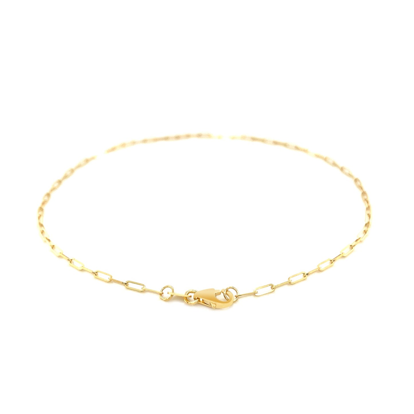 14K Yellow Gold Fine Paperclip Anklet (1.5mm)-Teresa&#39;s Fashionista LLC