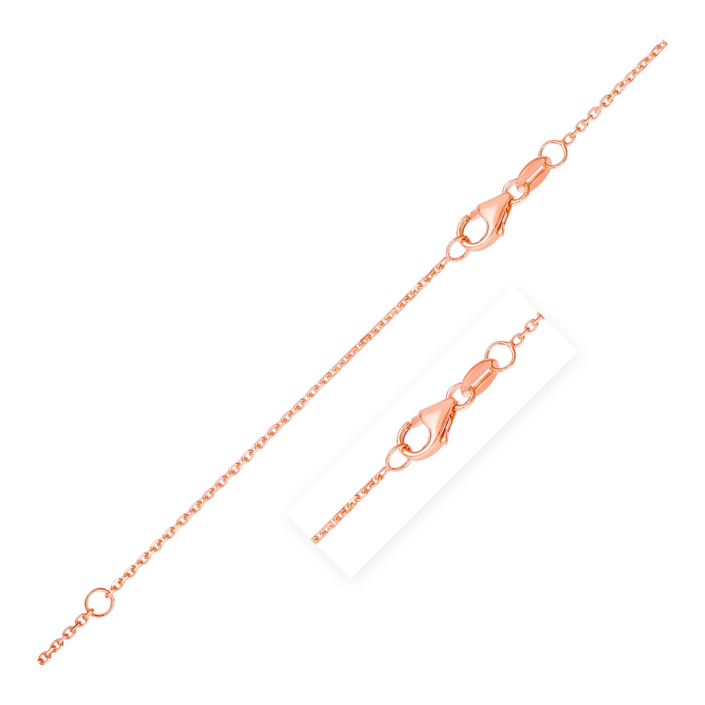 Double Extendable Diamond Cut Cable Chain in 14k Rose Gold (0.8mm)-Teresa&#39;s Fashionista LLC