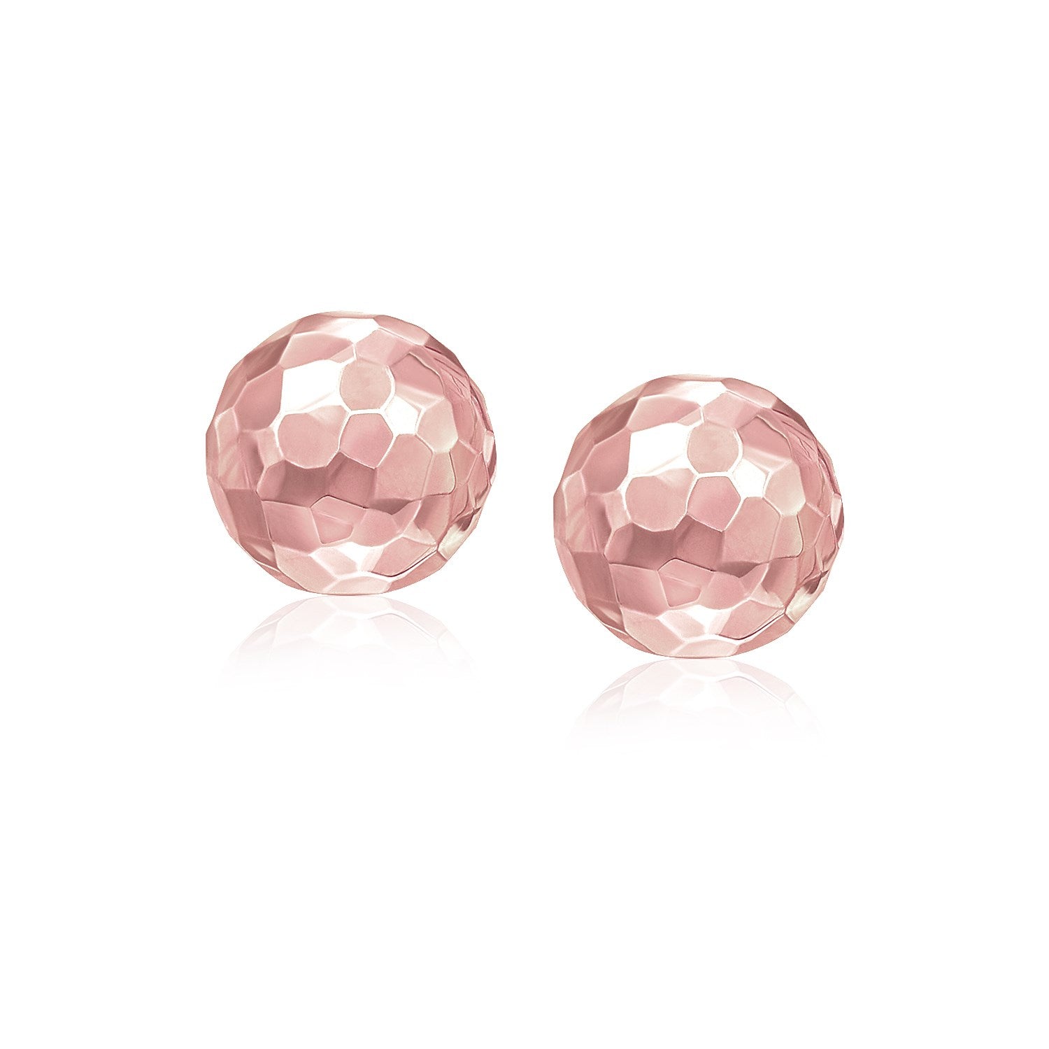 14k Rose Gold Round Faceted Style Stud Earrings-Teresa&#39;s Fashionista LLC