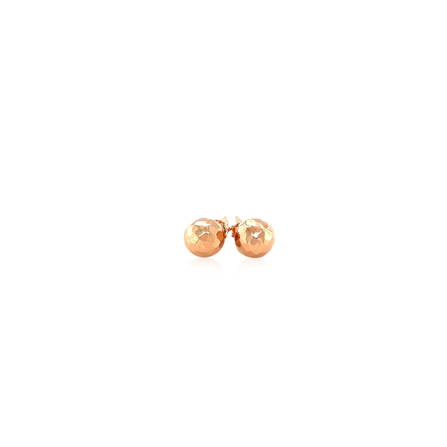 14k Rose Gold Round Faceted Style Stud Earrings-Teresa&#39;s Fashionista LLC