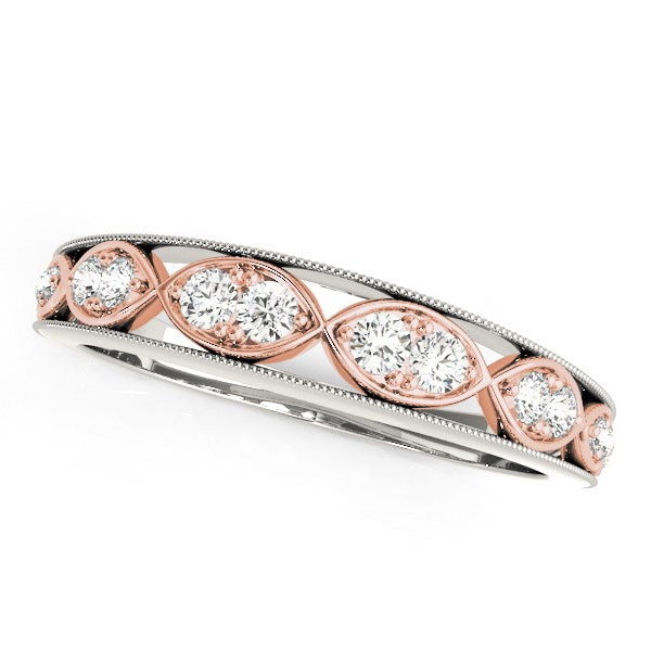 14k White And Rose Gold Infinity Style Diamond Band (1/5 cttw)-Teresa&#39;s Fashionista LLC