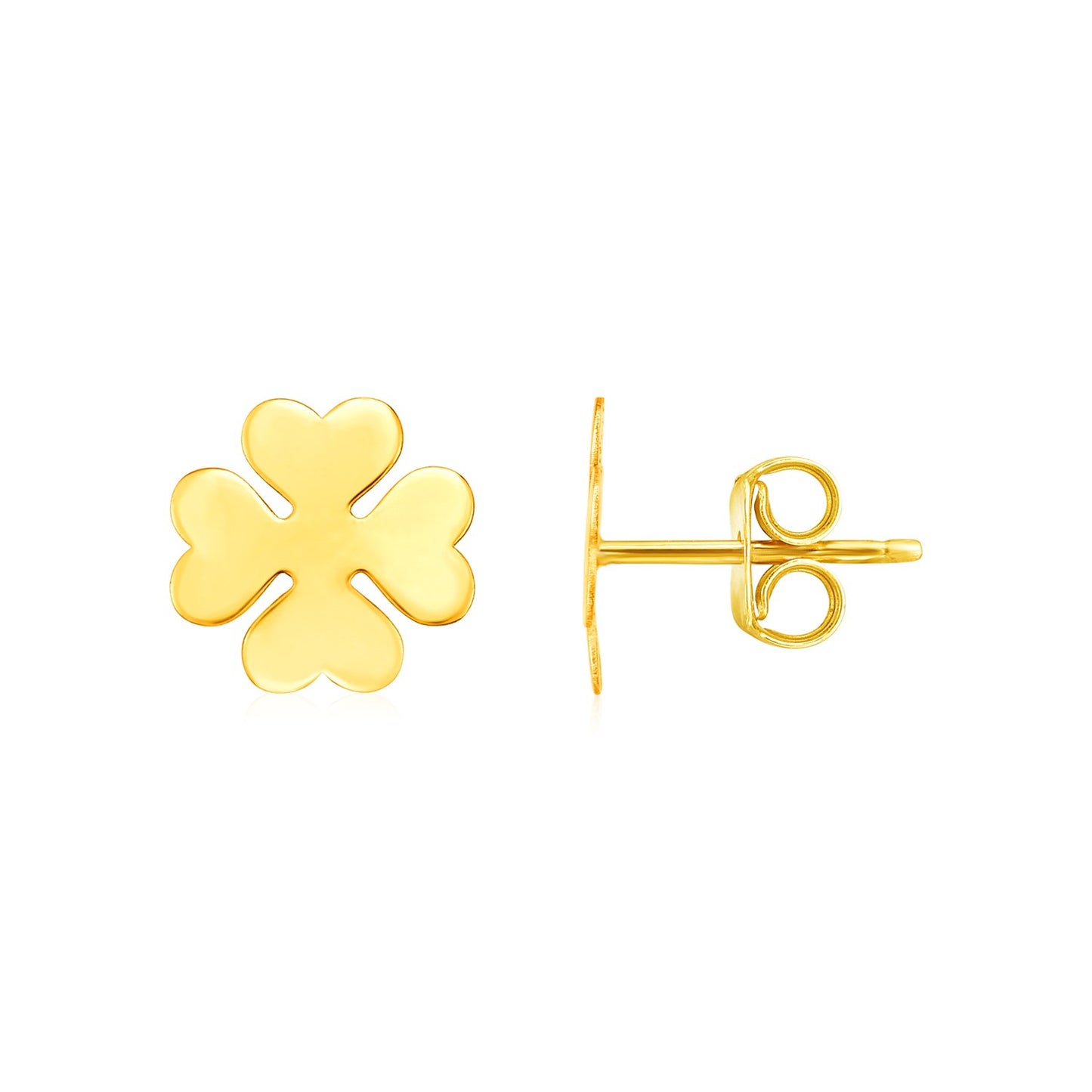 14K Yellow Gold Four Leaf Clover Earrings-Teresa&#39;s Fashionista LLC