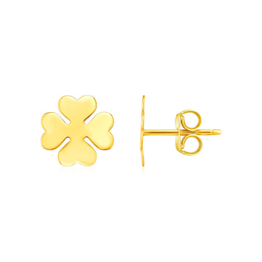 14K Yellow Gold Four Leaf Clover Earrings-Teresa&#39;s Fashionista LLC