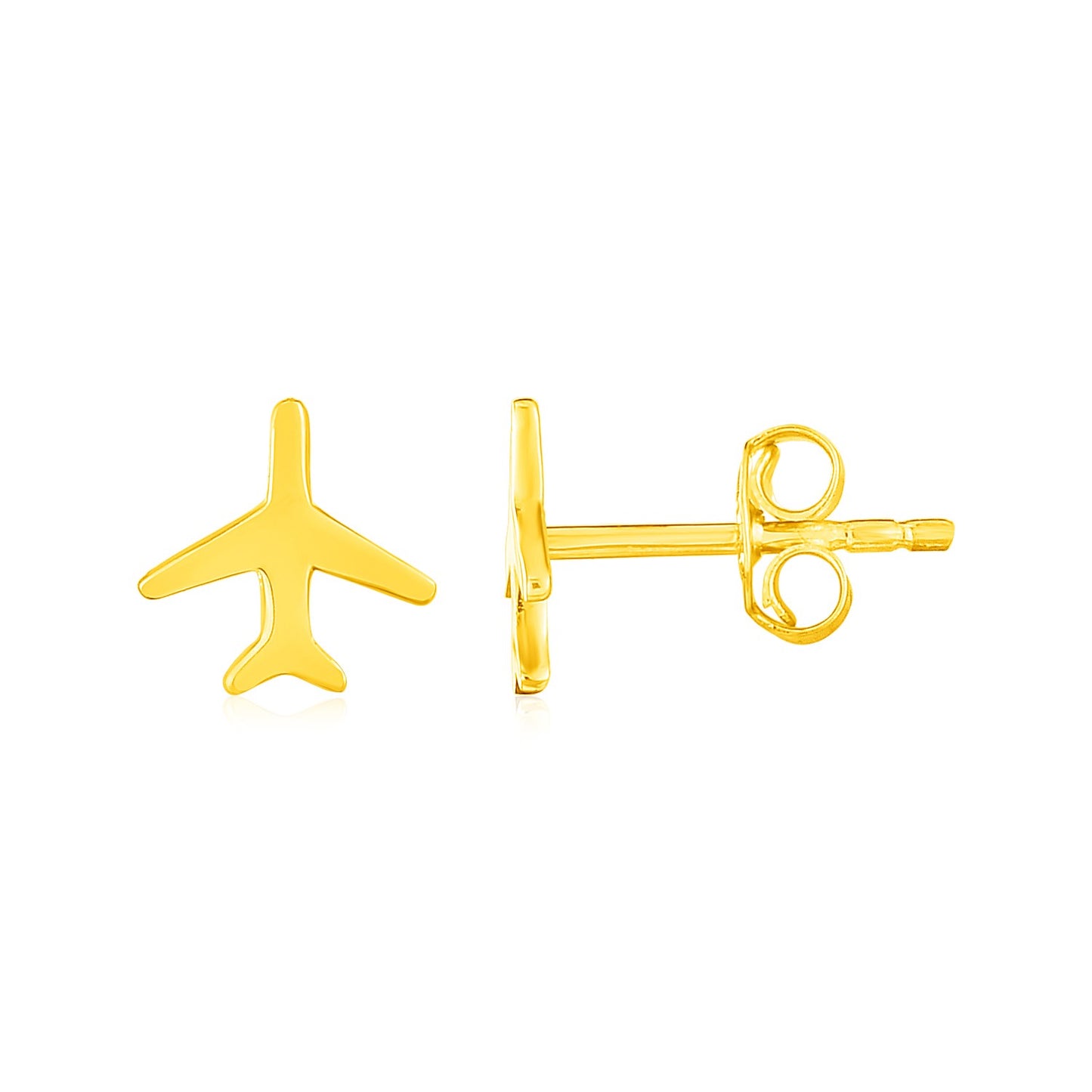 14K Yellow Gold Airplane Earrings-Teresa&#39;s Fashionista LLC