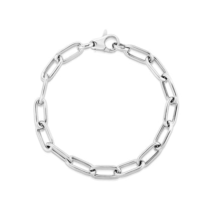 Sterling Silver Wide Paperclip Chain Bracelet-Teresa&#39;s Fashionista LLC