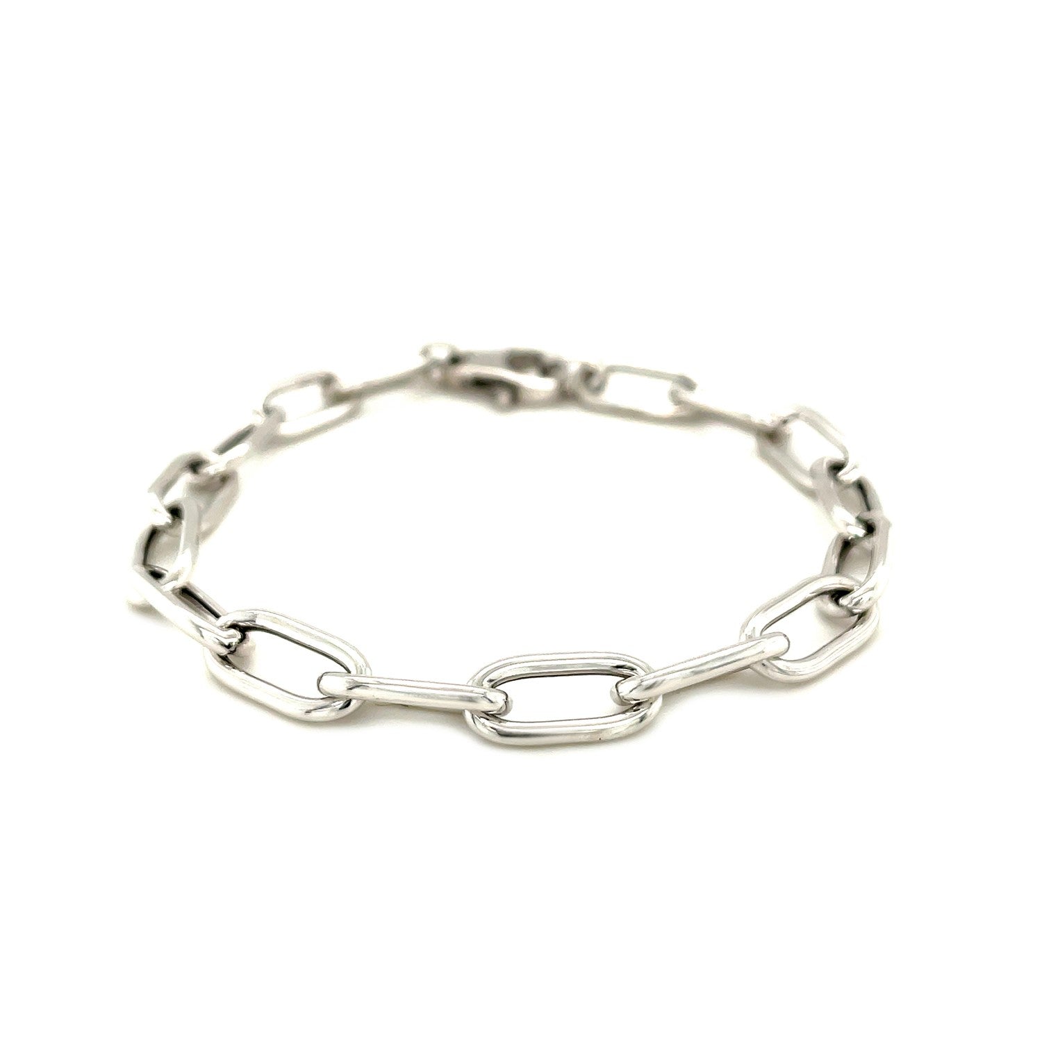 Sterling Silver Wide Paperclip Chain Bracelet-Teresa&#39;s Fashionista LLC