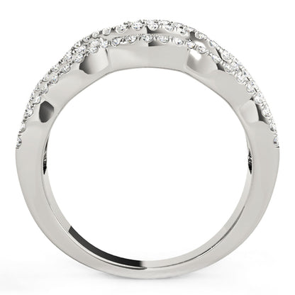 Diamond Studded Ring with Four Curves in 14k White Gold (5/8 cttw)-Teresa&#39;s Fashionista LLC