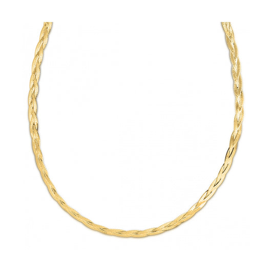 14k Yellow Gold Braided Herringbone Chain - Teresa's Fashionista LLC