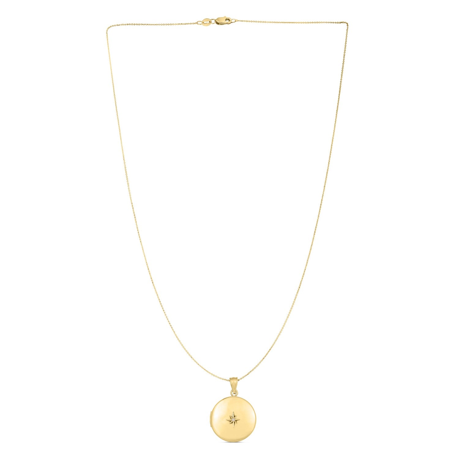 14k Yellow Gold Round North Star Locket Necklace-Teresa&#39;s Fashionista LLC