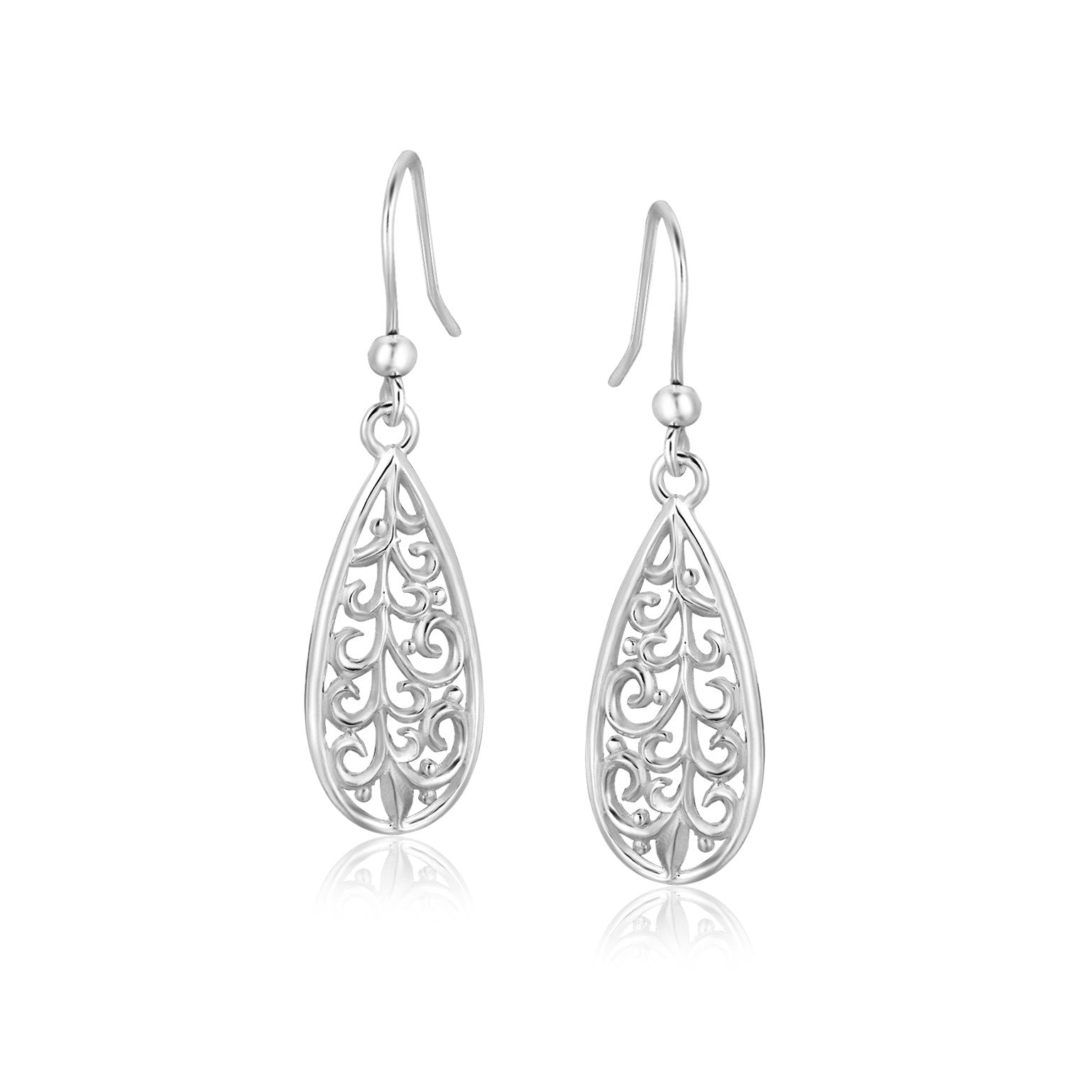 Sterling Silver Teardrop Filigree Style Drop Earrings-Teresa&#39;s Fashionista LLC