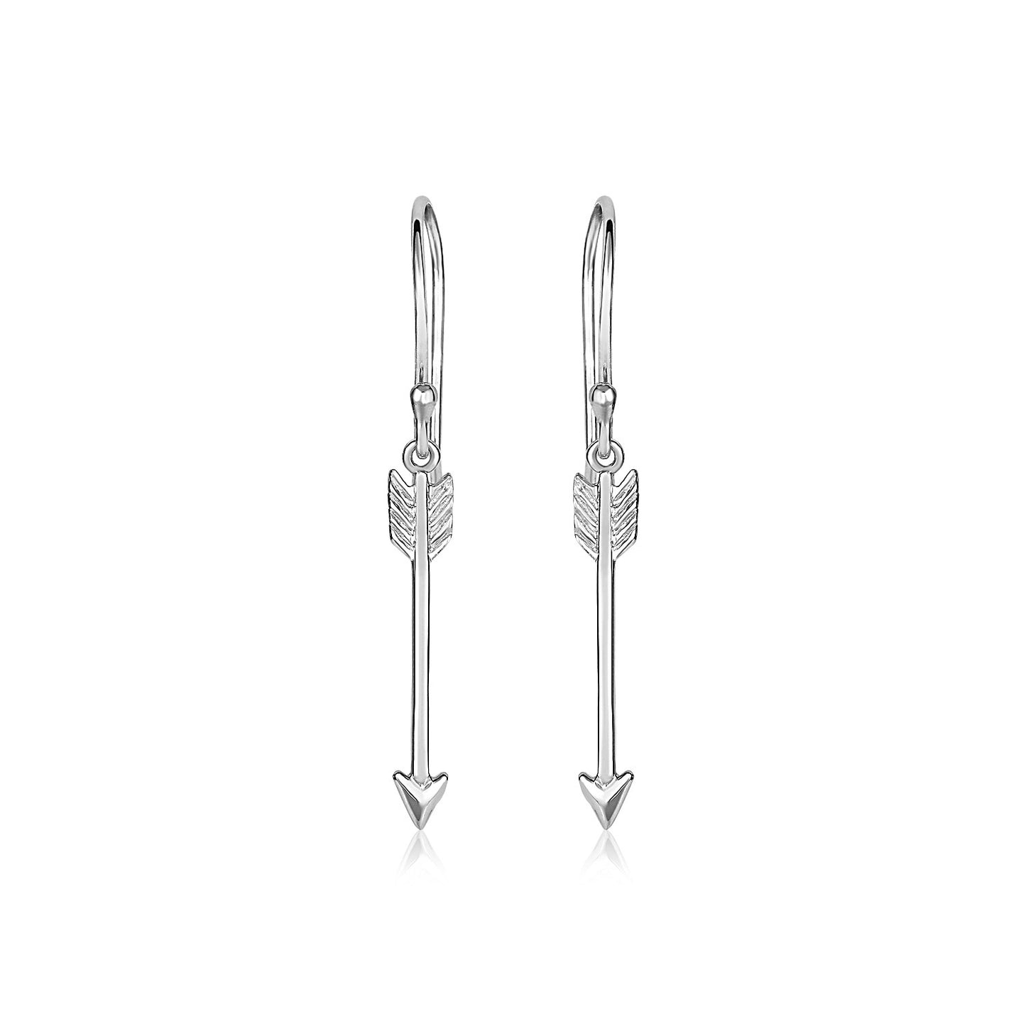 Sterling Silver Polished and Textured Arrow Earrings-Teresa&#39;s Fashionista LLC