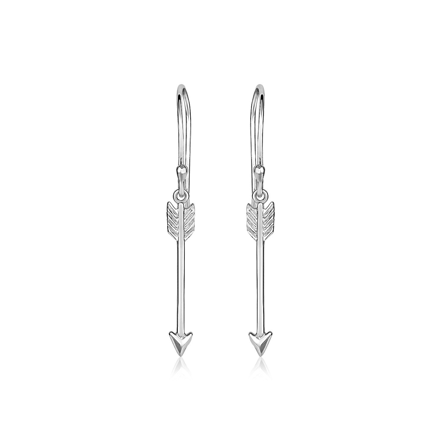 Sterling Silver Polished and Textured Arrow Earrings-Teresa&#39;s Fashionista LLC