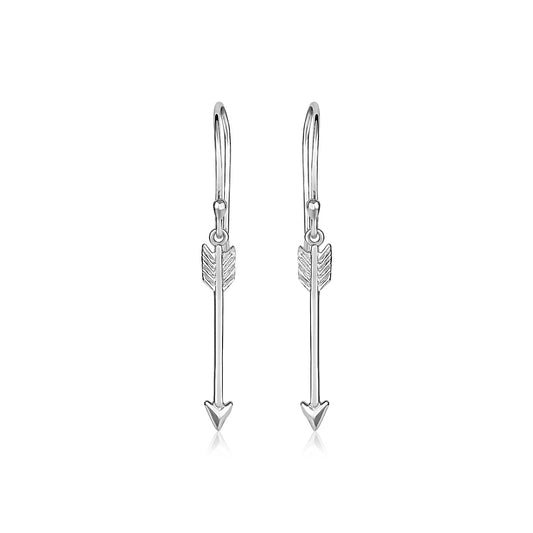 Sterling Silver Polished and Textured Arrow Earrings-Teresa&#39;s Fashionista LLC