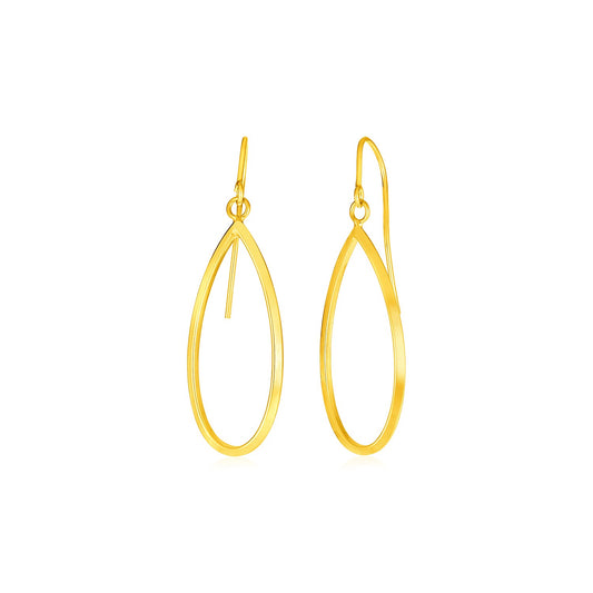 14k Yellow Gold Earrings with Polished Open Teardrop Dangles-Teresa&#39;s Fashionista LLC