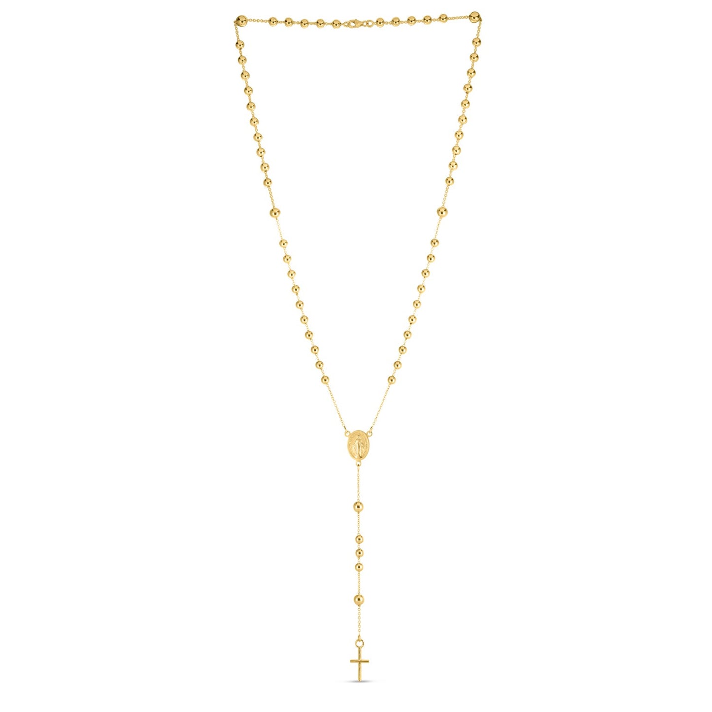 14K Yellow Gold Rosary Necklace-Teresa&#39;s Fashionista LLC