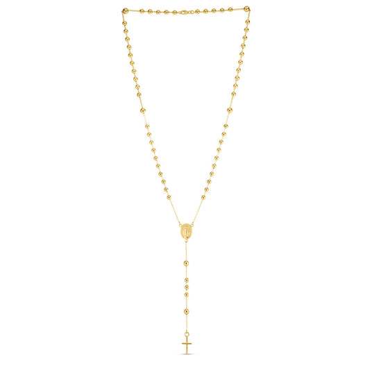 14K Yellow Gold Rosary Necklace-Teresa&#39;s Fashionista LLC