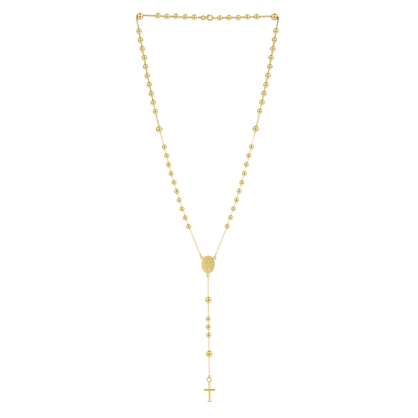 14K Yellow Gold Rosary Necklace-Teresa&#39;s Fashionista LLC