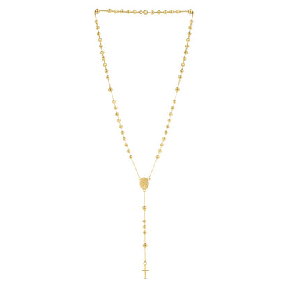 14K Yellow Gold Rosary Necklace-Teresa&#39;s Fashionista LLC