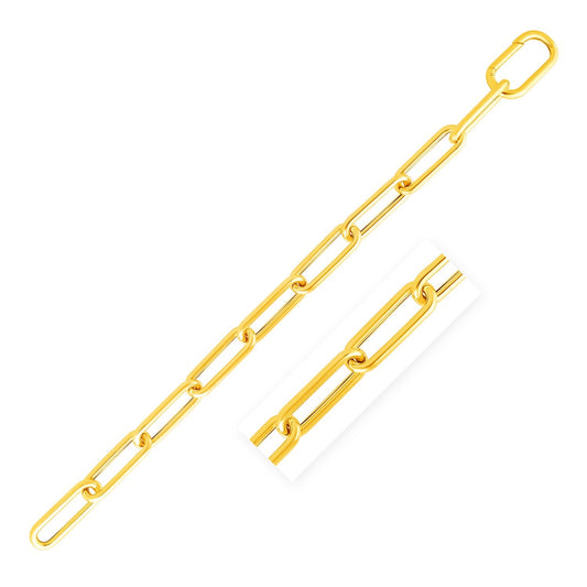 14k Yellow Gold Rounded Paperclip Chain Necklace-Teresa&#39;s Fashionista LLC