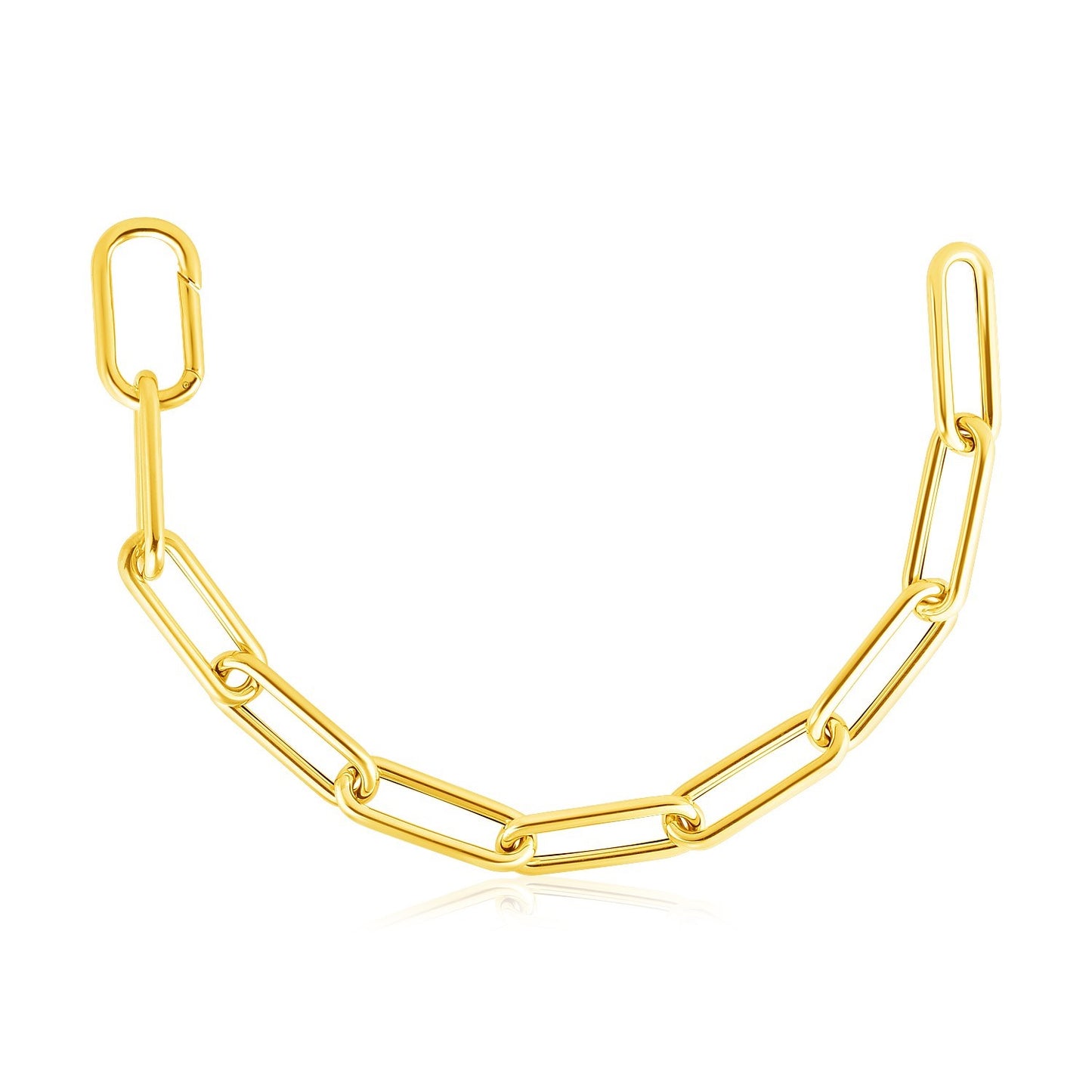 14k Yellow Gold Rounded Paperclip Chain Necklace-Teresa&#39;s Fashionista LLC