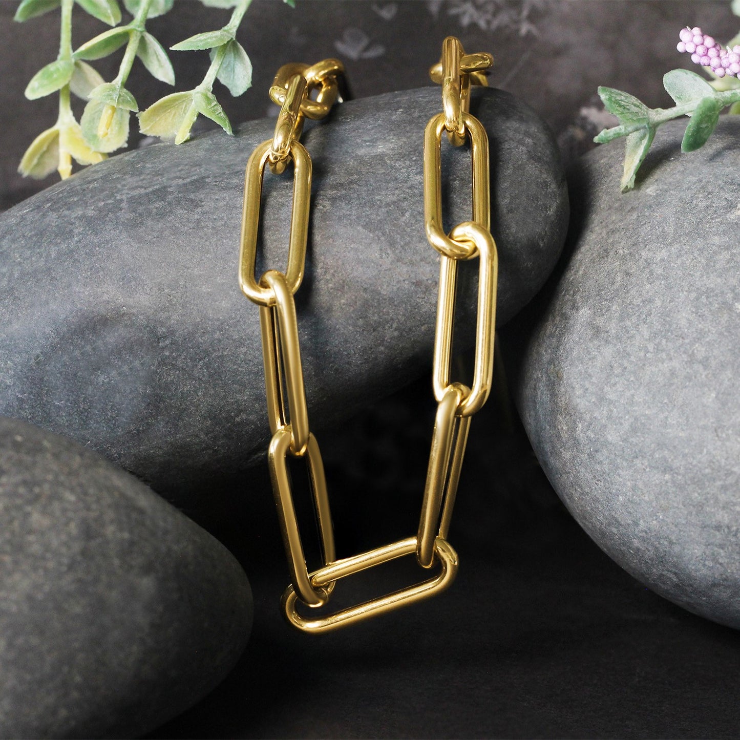 14k Yellow Gold Rounded Paperclip Chain Necklace-Teresa&#39;s Fashionista LLC