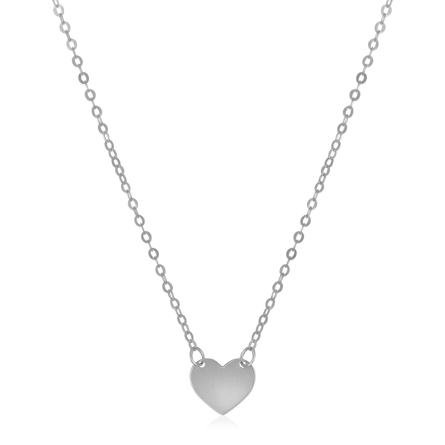 14k White Gold Polished Mini Heart Necklace-Teresa&#39;s Fashionista LLC