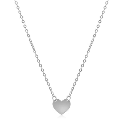 14k White Gold Polished Mini Heart Necklace-Teresa&#39;s Fashionista LLC