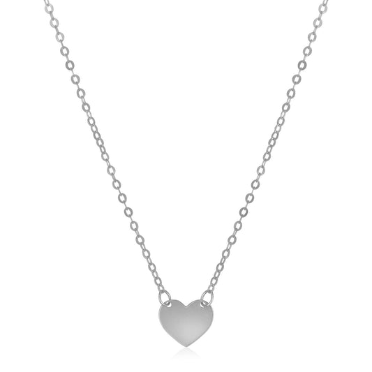 14k White Gold Polished Mini Heart Necklace-Teresa&#39;s Fashionista LLC