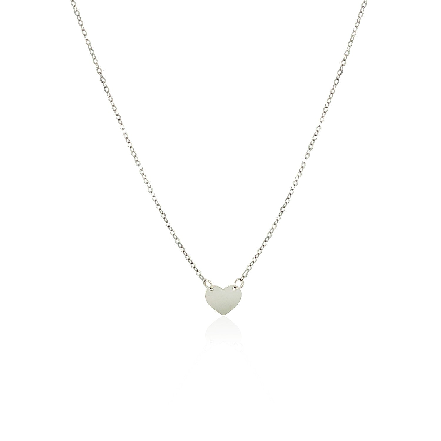 14k White Gold Polished Mini Heart Necklace-Teresa&#39;s Fashionista LLC