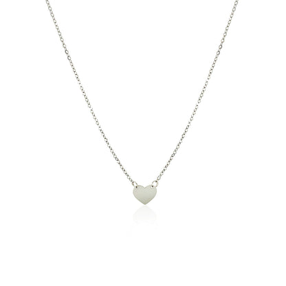 14k White Gold Polished Mini Heart Necklace-Teresa&#39;s Fashionista LLC