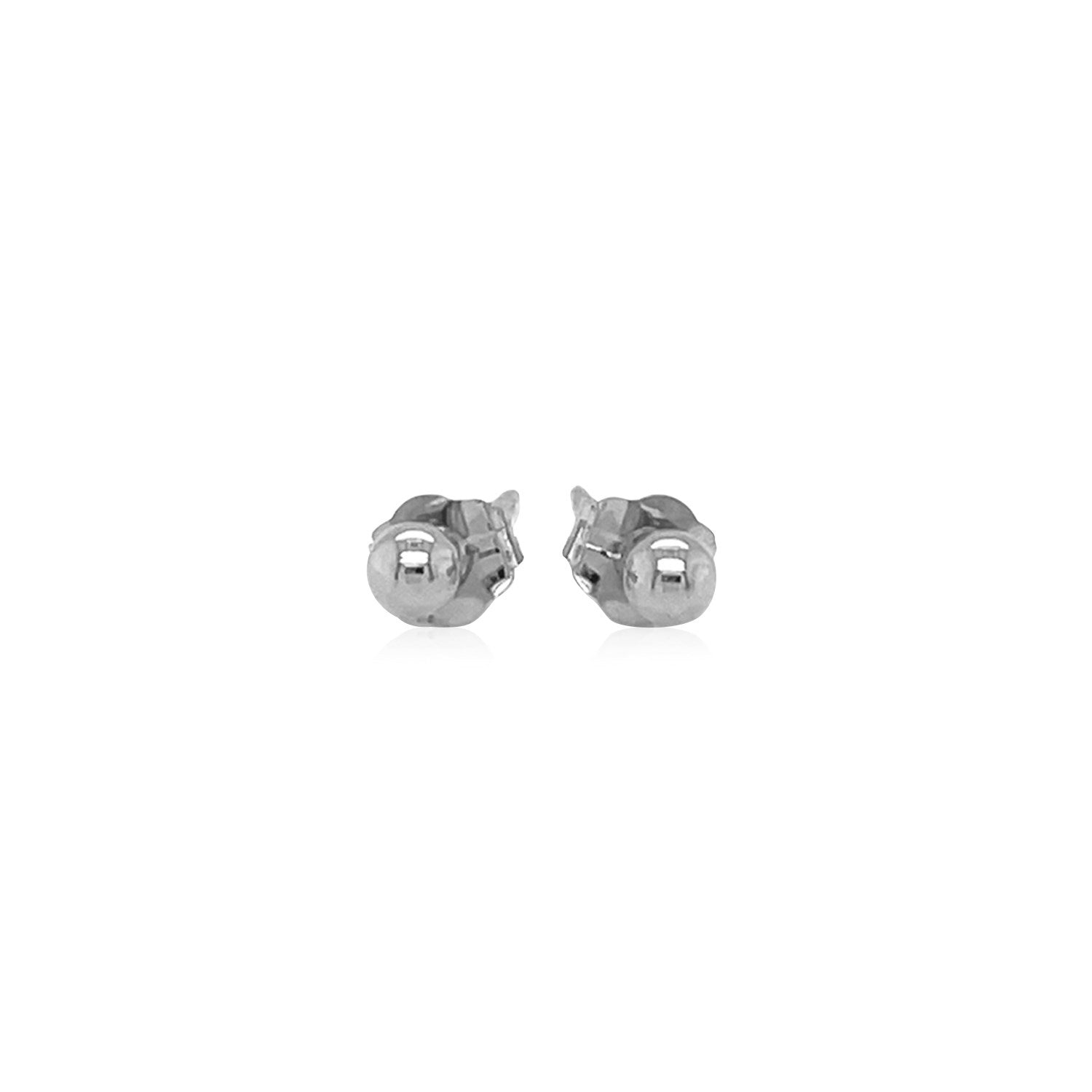 14k White Gold Spherical Stud Earrings (3.0 mm)-Teresa&#39;s Fashionista LLC