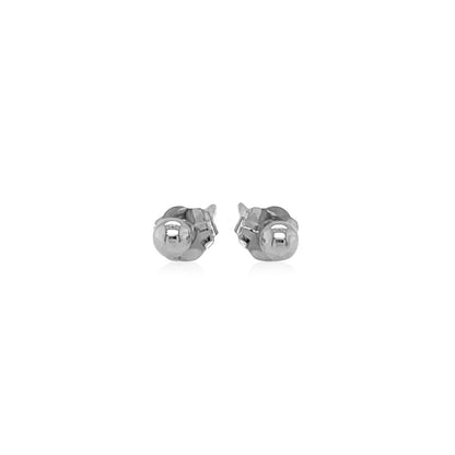 14k White Gold Spherical Stud Earrings (3.0 mm)-Teresa&#39;s Fashionista LLC