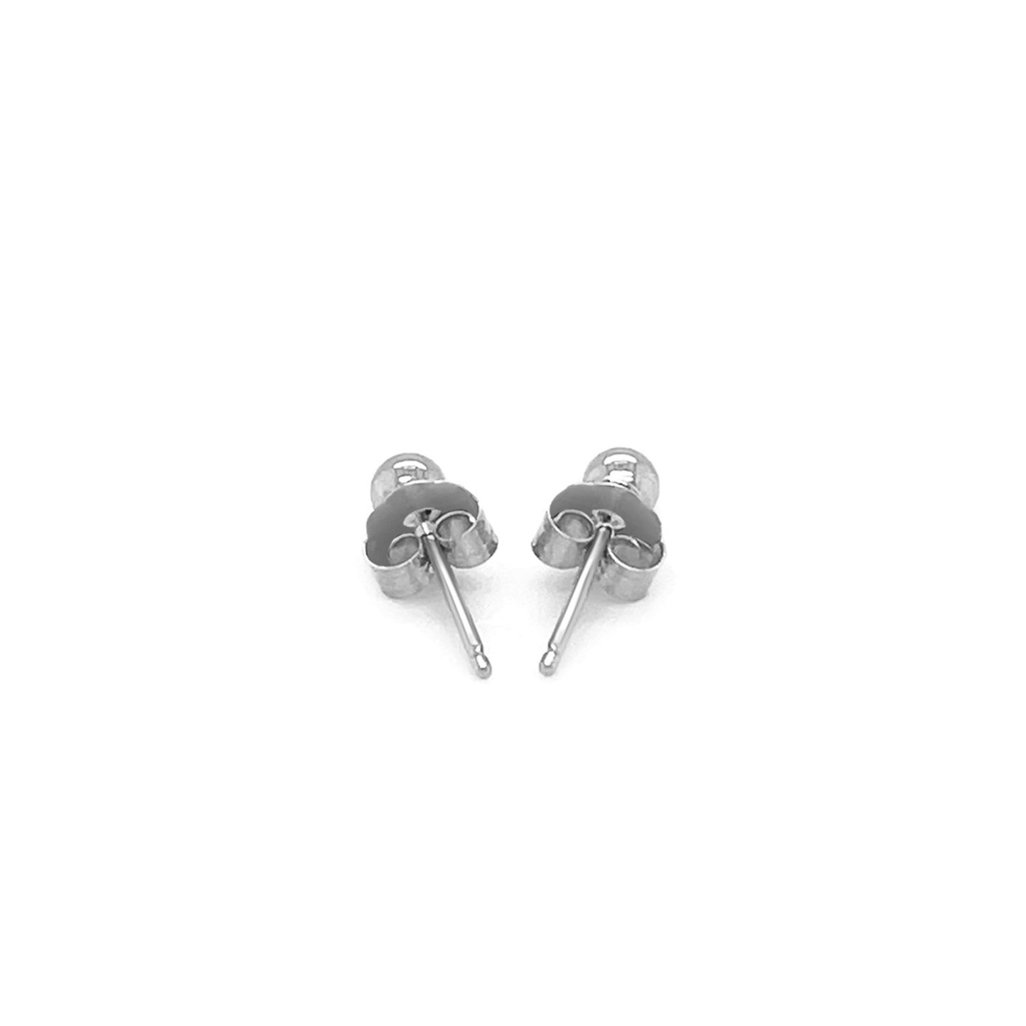 14k White Gold Spherical Stud Earrings (3.0 mm)-Teresa&#39;s Fashionista LLC