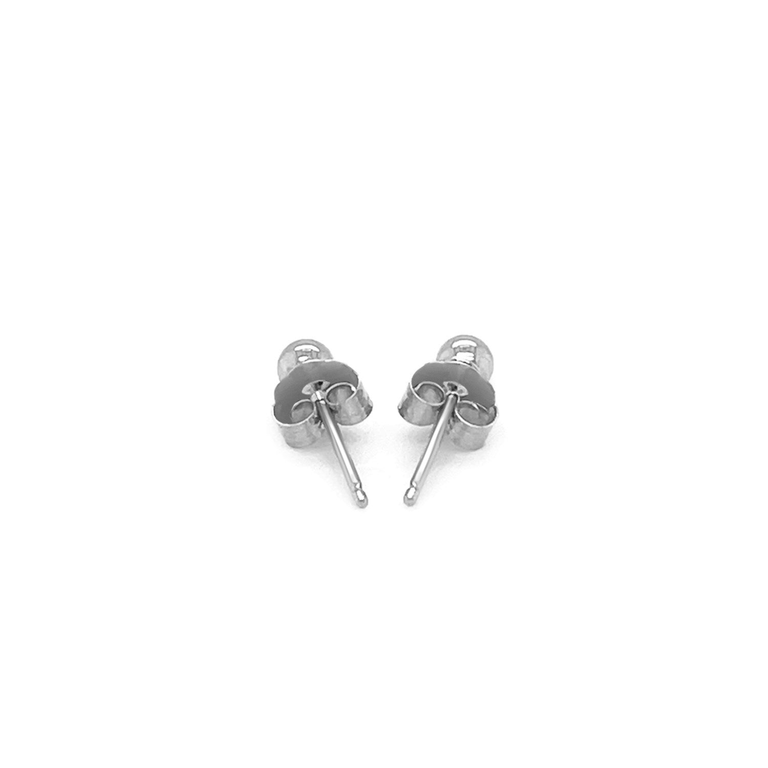 14k White Gold Spherical Stud Earrings (3.0 mm)-Teresa&#39;s Fashionista LLC