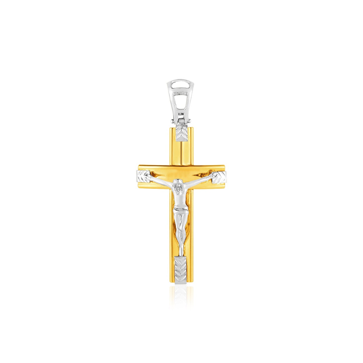 14k Two Tone Gold Crucifix Pendant-Teresa&#39;s Fashionista LLC