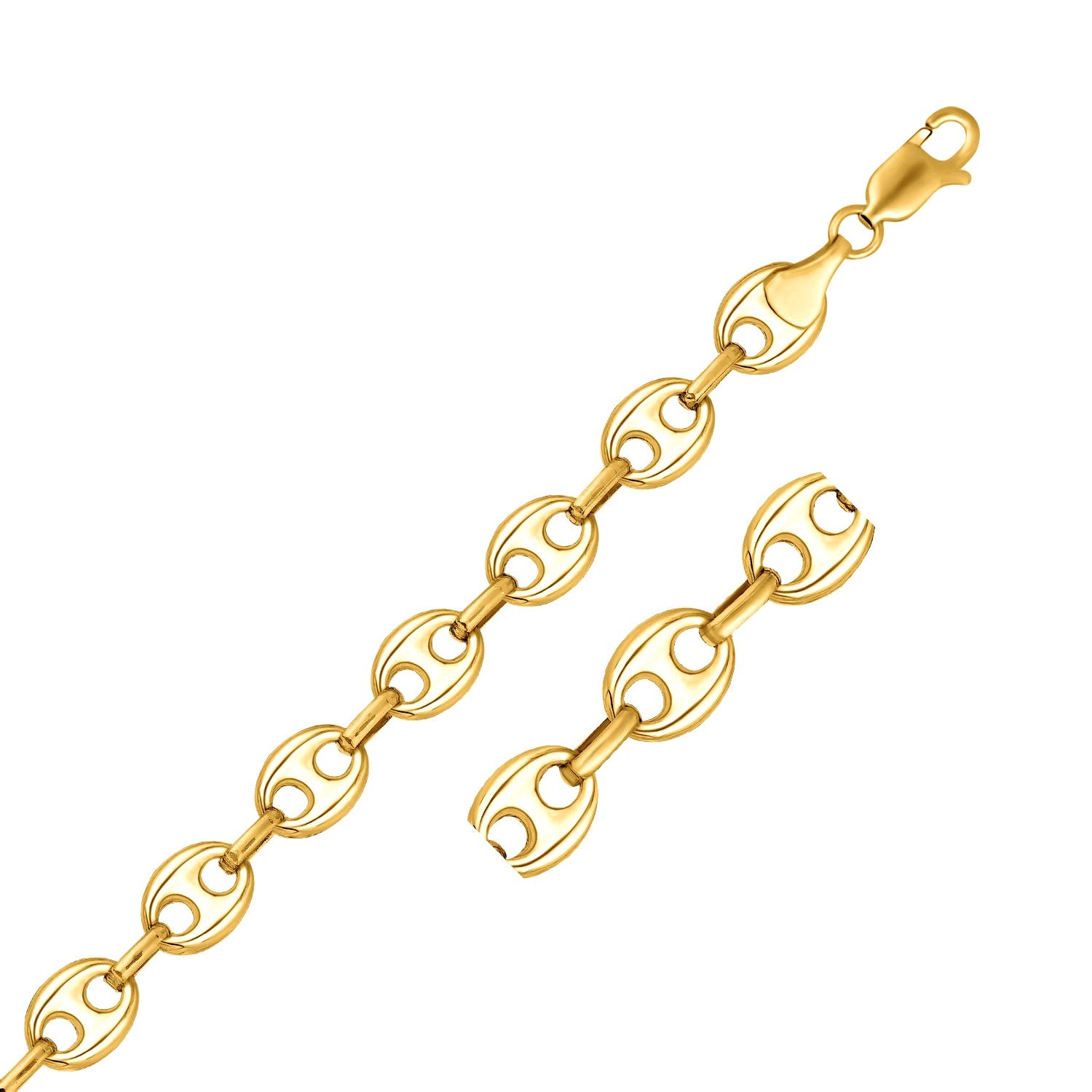 9.0mm 14k Yellow Gold Puffed Mariner Link Chain-Teresa&#39;s Fashionista LLC